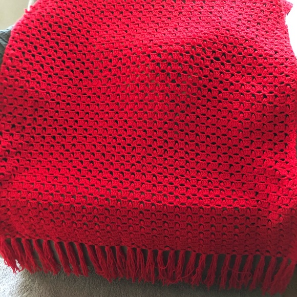 Beautiful Handmade Scarlet Red Afghan - Picture 6 of 6
